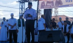 Capres nomor urut 01, Anies Baswedan, hadiri Tablig Akbar di Sibolga, Tapanuli Tengah, Sumatera Utara (Sumut), Jumat (12/1/2024). (Dwi Rahmawati/detikcom)