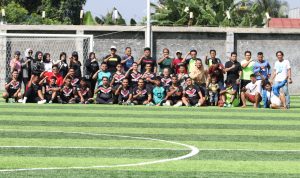 Tim BRI BO Medan Thamrin bersama tim PT Terminal Peti Kemas, di Medan Mini Soccer, Jalan Ngumban Surbakti Medan.(Istimewa)