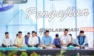 Walikota Medan Bobby Nasution saat pengajian Akbar di Jalan Gatot Subroto Medan. BP/erwan