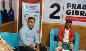 Sekretaris TKD Prabowo-Gibran Maluku Utara, Saiful Ahmad, Kamis (18/1/2024). (ANTARA/Abdul Fatah)