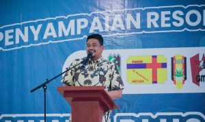 Walikota Medan Nasution saat memberikan sambutan dan arahan di Kampus USIU Medan. BP/erwan