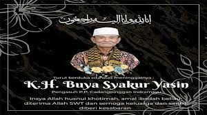 Ucapan duka cita meninggalnya KH Buya Syakur Yasin, Pengasuh Ponpes Cadangpinggan, Indramayu, Rabu (17/1/2024). (Sumber: Istimewa via TribunPriarangan)