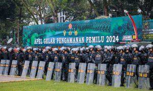 Apel Pengamanan Pemilu 2024 di Lapangan Benteng Medan. BP/erwan