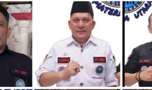Ketua GANN Sumut Azwar Hasibuan (tengah), Alwin Rangkuti sekretariat (kanan) fan kiri Wakil Ketua Adi Warman Lubis. BP/erwan