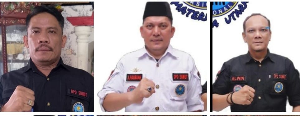Ketua GANN Sumut Azwar Hasibuan (tengah), Alwin Rangkuti sekretariat (kanan) fan kiri Wakil Ketua Adi Warman Lubis. BP/erwan
