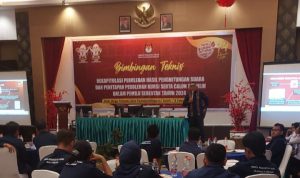 Suasana Bimtek Rekapitulasi Perhitungan Suara dan Penetapan Hasil Perolehan Kursi dan Calon Terpilih Pemilu Tahun 2024. Kamis (8/2-24). Foto : BP/Ist