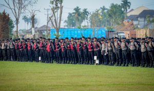 Personel dari Polda Sumut disiagakan untuk pengamanan Pemilu 2024.(istimewa)