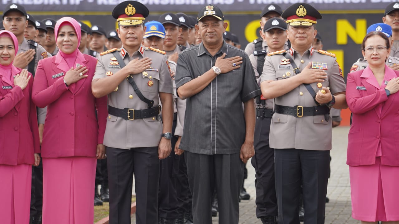 Plt Bupati Langkat H.Syah Afandin SH Hadiri Upacara Pembukaan Pendidikan Pembentukan Bintara Polri Gelombang.l T.A 2024. Foto : BP/Ist.