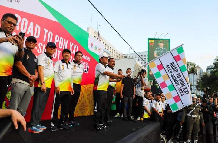 Pj Gubsu Hasanuddin melepaskan kegagalan Road To Pon di Medan.(istimewa)