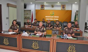 Kajati sumut memimpin rapat zoom.(istimewa)