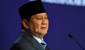 Menteri Pertahanan Indonesia Prabowo Subianto saat menghadiri KTT pertahanan Shangri-La Dialogue di Singapura pada 11 Juni 2022. (AFP/ROSLAN RAHMAN)