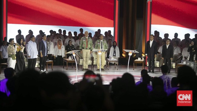 Debat ketiga Pilpres 2024. (CNN Indonesia/Adi Ibrahim)