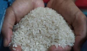 Stok beras di ritel modern Kota Semarang, Jawa Tengah menipis. (KOMPAS.COM/Muchamad Dafi Yusuf)