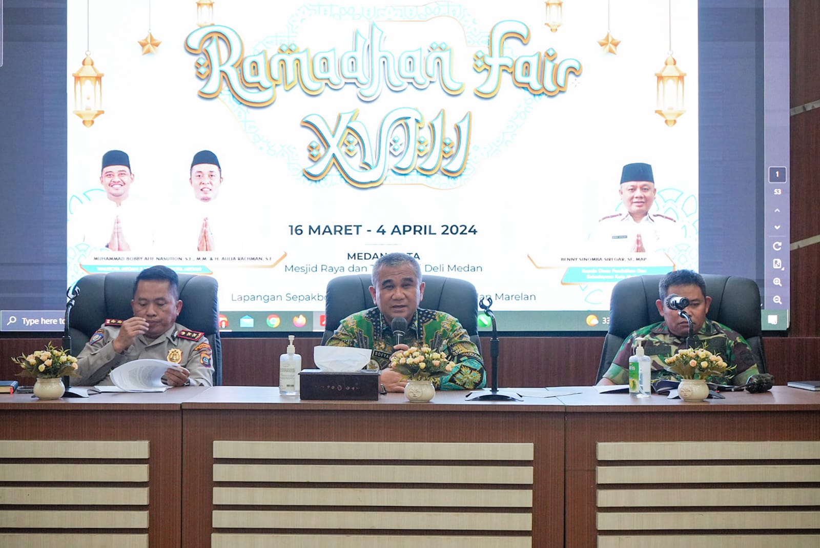 Asisten Pemerintahan dan Kesejahteraan Rakyat Muhammad Sofyan saat pimpin rapat pelaksanaan Ramadhan Fair ke XVIII di Balai Kota Medan. BP/erwan