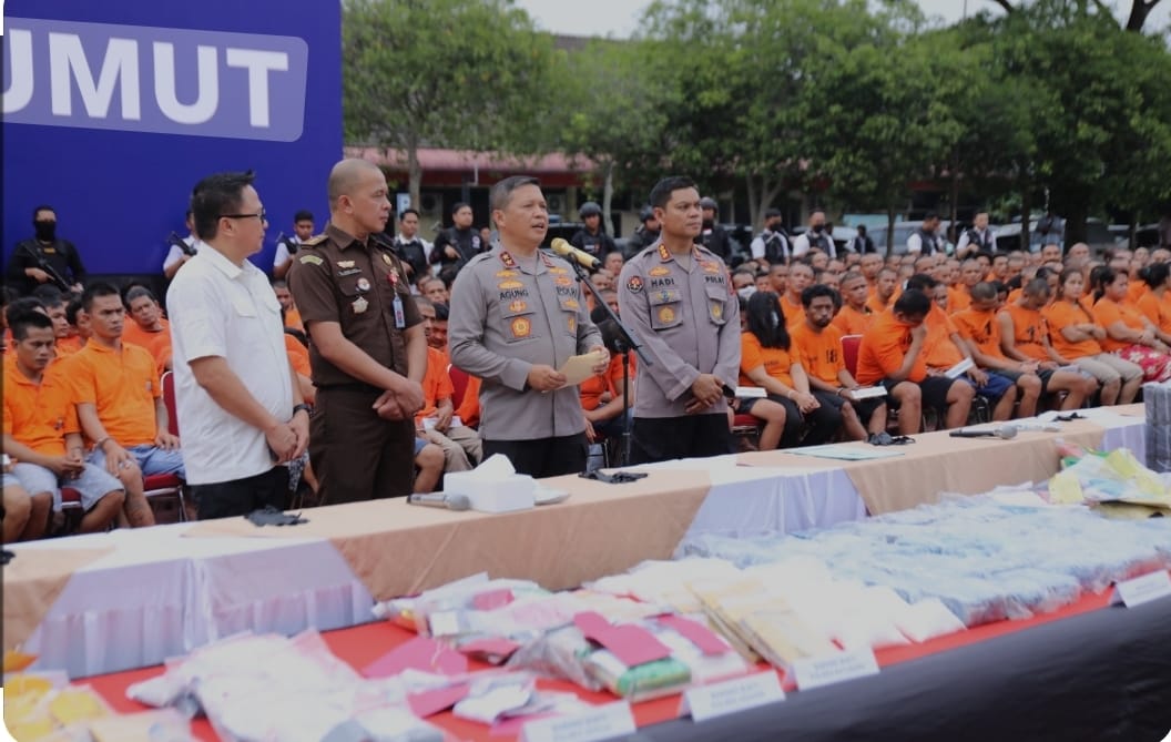 Kapolda Sumut memaparkan pengungkapan kasus narkotika.(Istimewa)