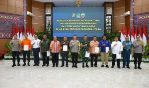 Polda Sumut bersama dengan steakholder lintas sektoral usai rapat kordinasi.(Istimewa)