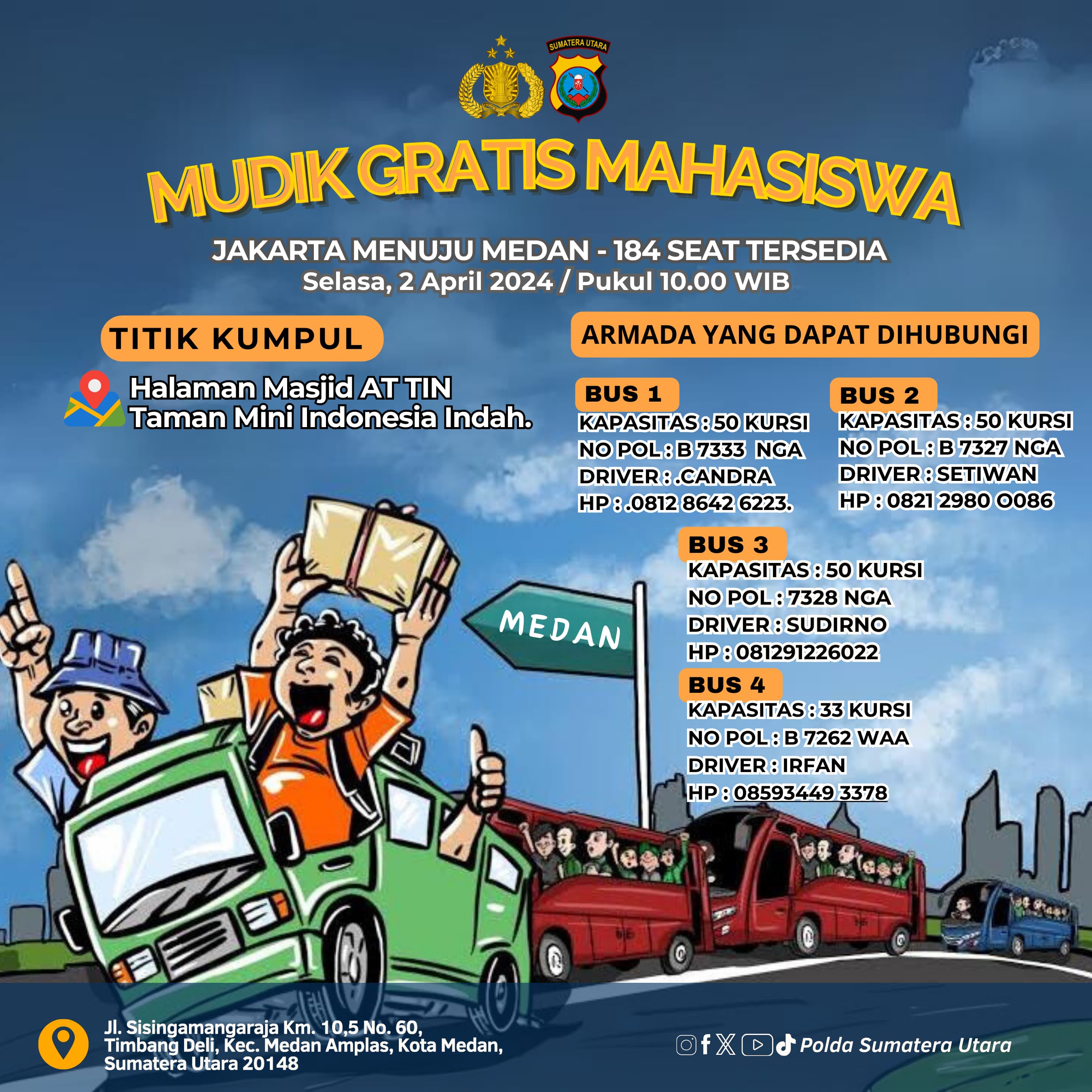 nfo Mudik Gratis Polda Sumut.(Istimewa)