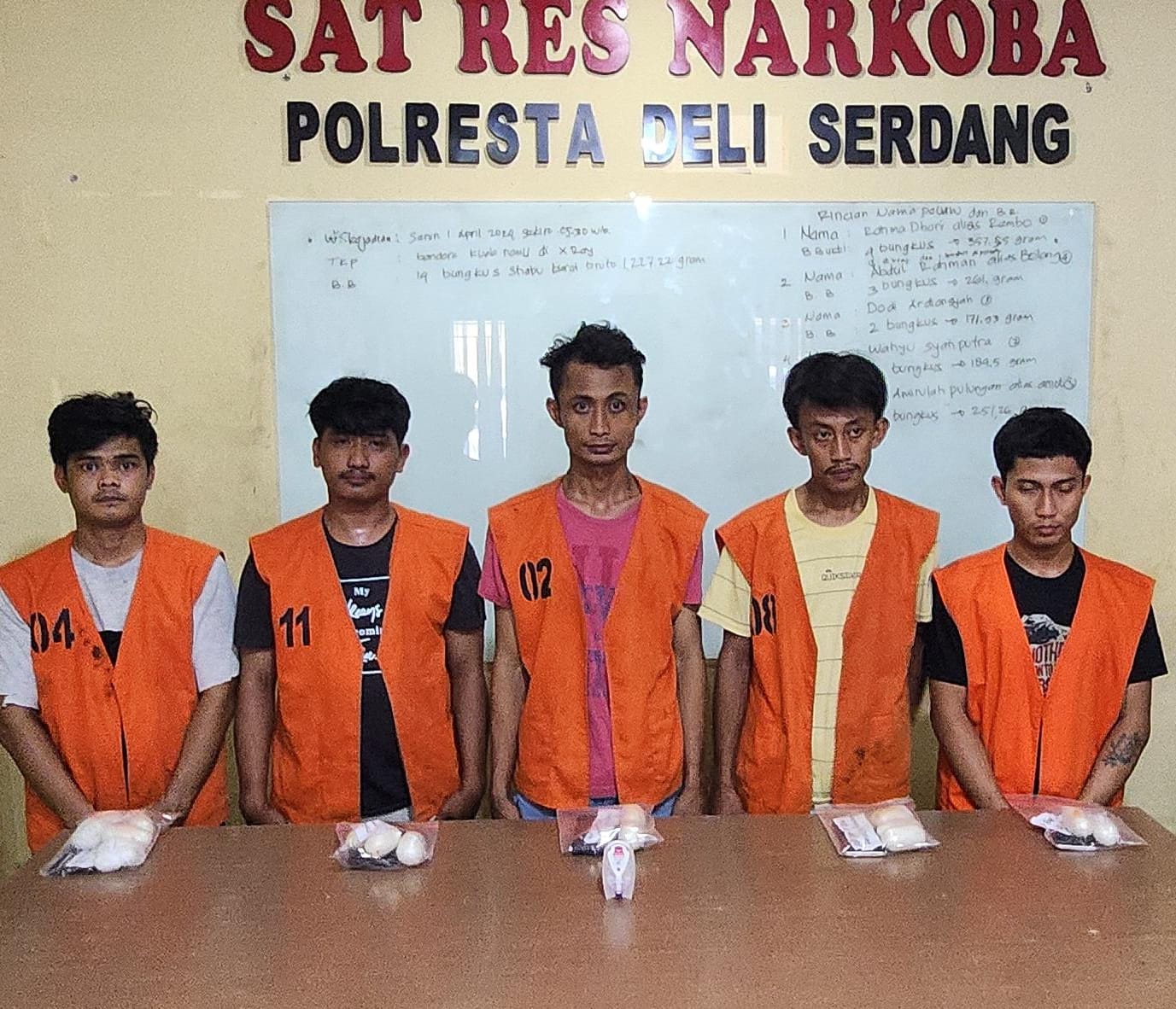 Kelima pelaku ketika diamankan petugas kepolisian.(Istimewa)