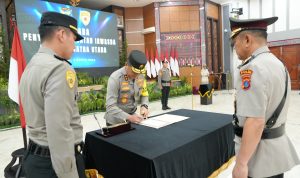 Kapolda Sumut memimpin masa purna bakti Irwasda Polda Sumut.(Istimewa)