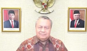 Gubernur BI dalam kegiatan rapat zoom bersama dengan jajaran manajemen.(Istimewa)