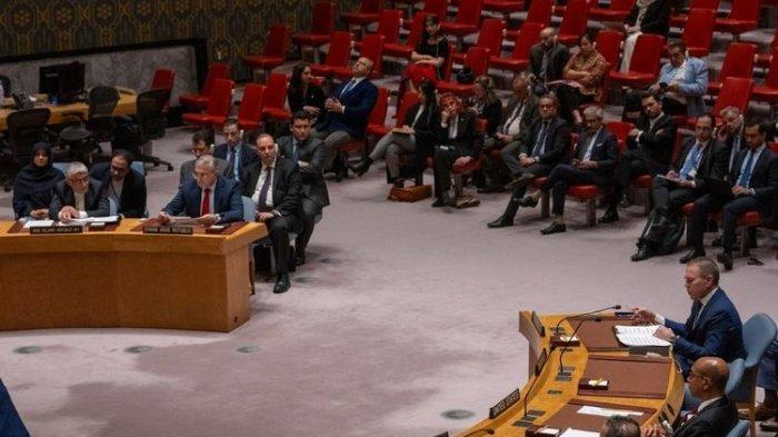 Pertemuan darurat di Dewan Keamanan PBB pada bulan April 14 Agustus 2024 di Markas Besar PBB di New York City. (AFP)