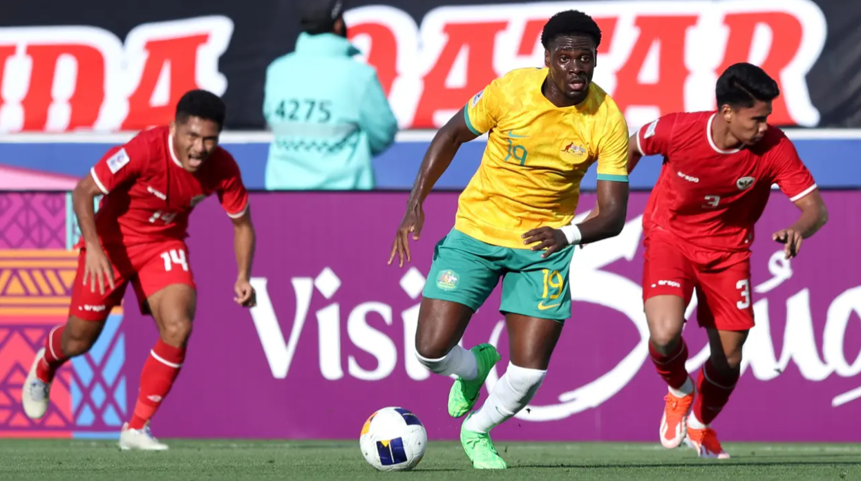 Timnas Australia U-23 kalah 0-1 dari Timnas Indonesia U-23 di Piala Asia U-23 2024. (Bola.com/Dok.PSSI).
