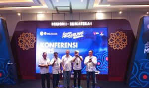 Panitia kegiatan bersama dengan perwakilan Perbankan yang tergabung di BMPD Sumut usai kegiatan konferensi pers di Gedung Menara Bank Mandiri Medan.(Istimewa).