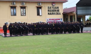 Personil Polres Labuhanbatu apel pengamanan.(Istimewa)