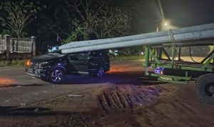 Mobil Rombongan Kafilah MTQ Banyuasin Tabrak Tiang Beton, 7 Orang Luka-luka