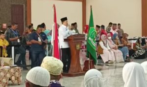 Penyambutan jamaah haji kloter 2 di asrama haji Medan (tangkap layar)