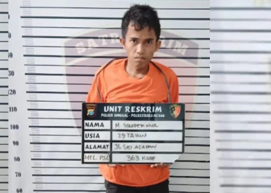 Wajah pelaku pencurian motor karyawan toko roti Medan