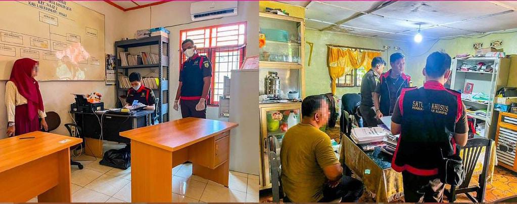 Tim Kejaksaan Negeri Labuhanbatu mengeledah dan menyita berkas barang bukti dokumen, terkait dugaan korupsi pengelolaan keuangan Desa Bangun Rejo anggaran 2019-2022.