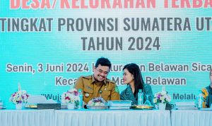 Wali Kota Medan Bobby Nasution dan Ketua TP PKK Medan Kahyang Ayu saat lomba Desa tingkat Provinsi Sumut. BP/erwan