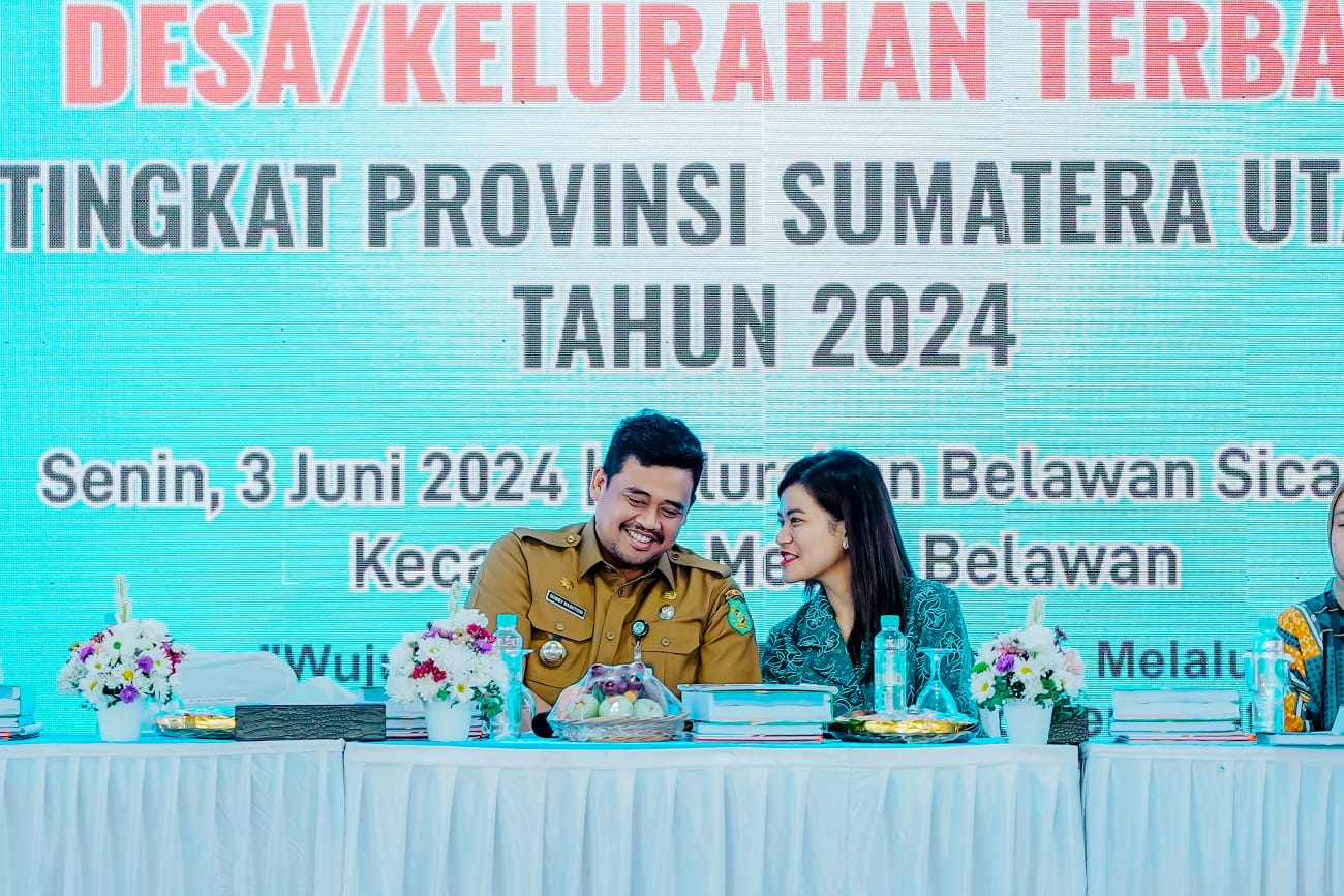 Wali Kota Medan Bobby Nasution dan Ketua TP PKK Medan Kahyang Ayu saat lomba Desa tingkat Provinsi Sumut. BP/erwan
