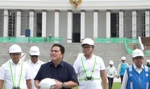 persiapan fasilitas perayaan Hari Ulang Tahun (HUT) Kemerdekaan Indonesia di Ibu Kota Nusantara (IKN).