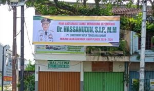 Foto spanduk dukungan untuk Hassanudin menjadi calon gubernur Sumut periode 2024-2029.