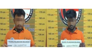 Satuan Reserse Narkoba (Satresnarkoba) Polres Pelabuhan Belawan, Kota Medan, Sumatera Utara, berhasil menangkap dua pria yang diduga sebagai pengedar narkotika jenis sabu-sabu.