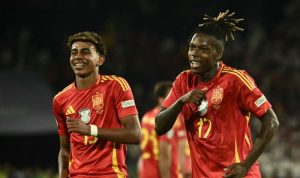 dua wonderkid Spanyol, Lamine Yamal dan Nico Williams.