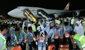 Ilustrasi perpulangan jamaah haji Sumut dibandara.