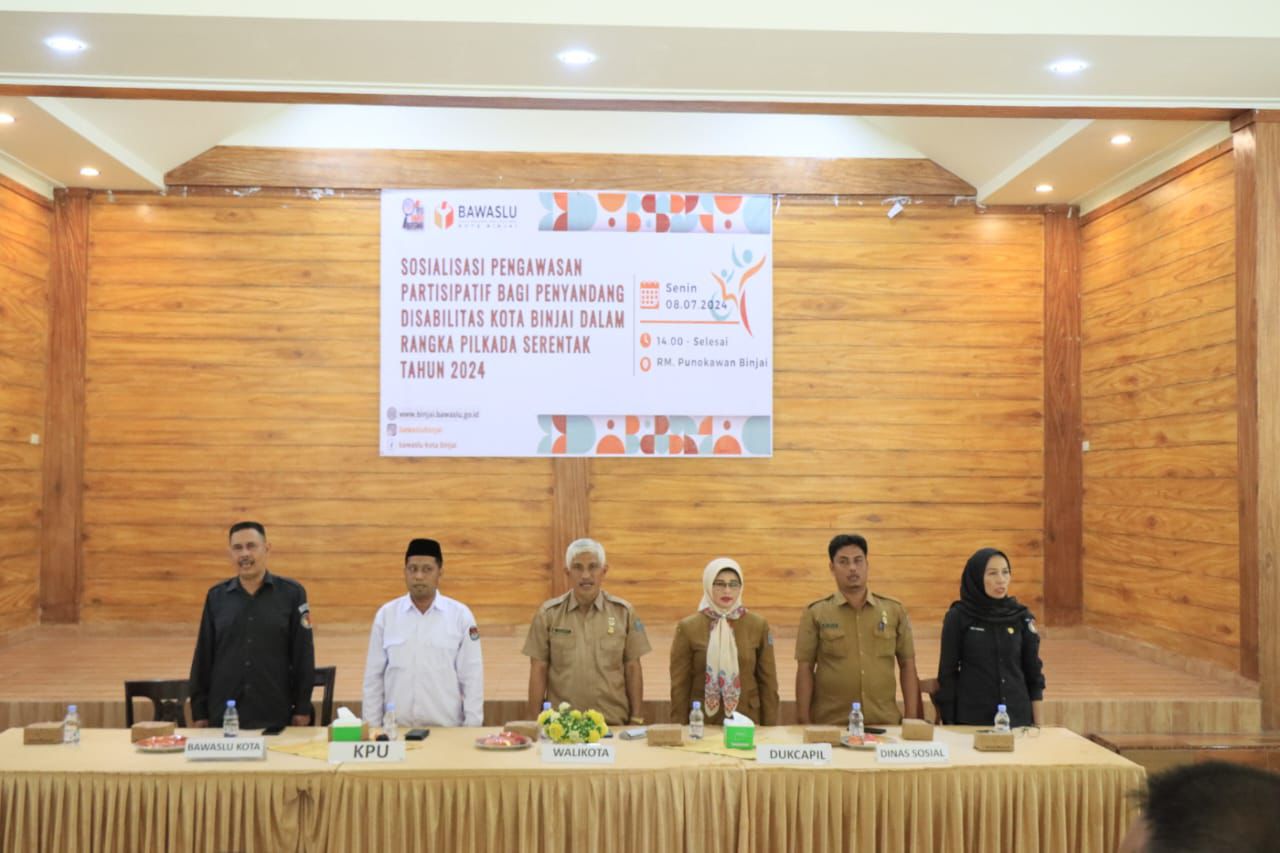 Mewakili Wali Kota Binjai Kaban Kesbangpol hadiri kegiatan sosialisasi pengawasan parsipatif bagi penyandang disabilitas.