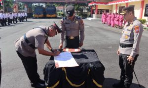 Kapolresta Deli Serdang memimpin Sertijab.(Istimewa).