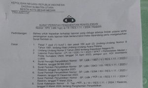 Surat Perintah Penghentian Penyidikan (SP3) 12 Maret 2024 Polrestabes. BP/ist