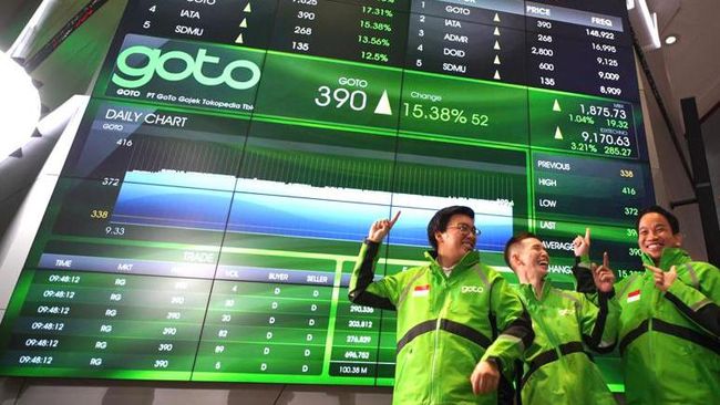 PT GoTo Gojek Tokopedia Tbk (GOTO) Bangkit, Saham Melonjak 4% ke Rp 52/Saham