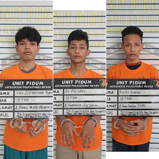 Polisi Polrestabes Medan Tangkap Tiga Anggota Geng Motor Terlibat Penyerangan Brutal di Medan