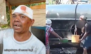 Tubuhnya Luka-luka, Sopir Truk Tangki Terguling Pasrah Minyak Goreng Dijarah Warga: Ya Gimana Lagi