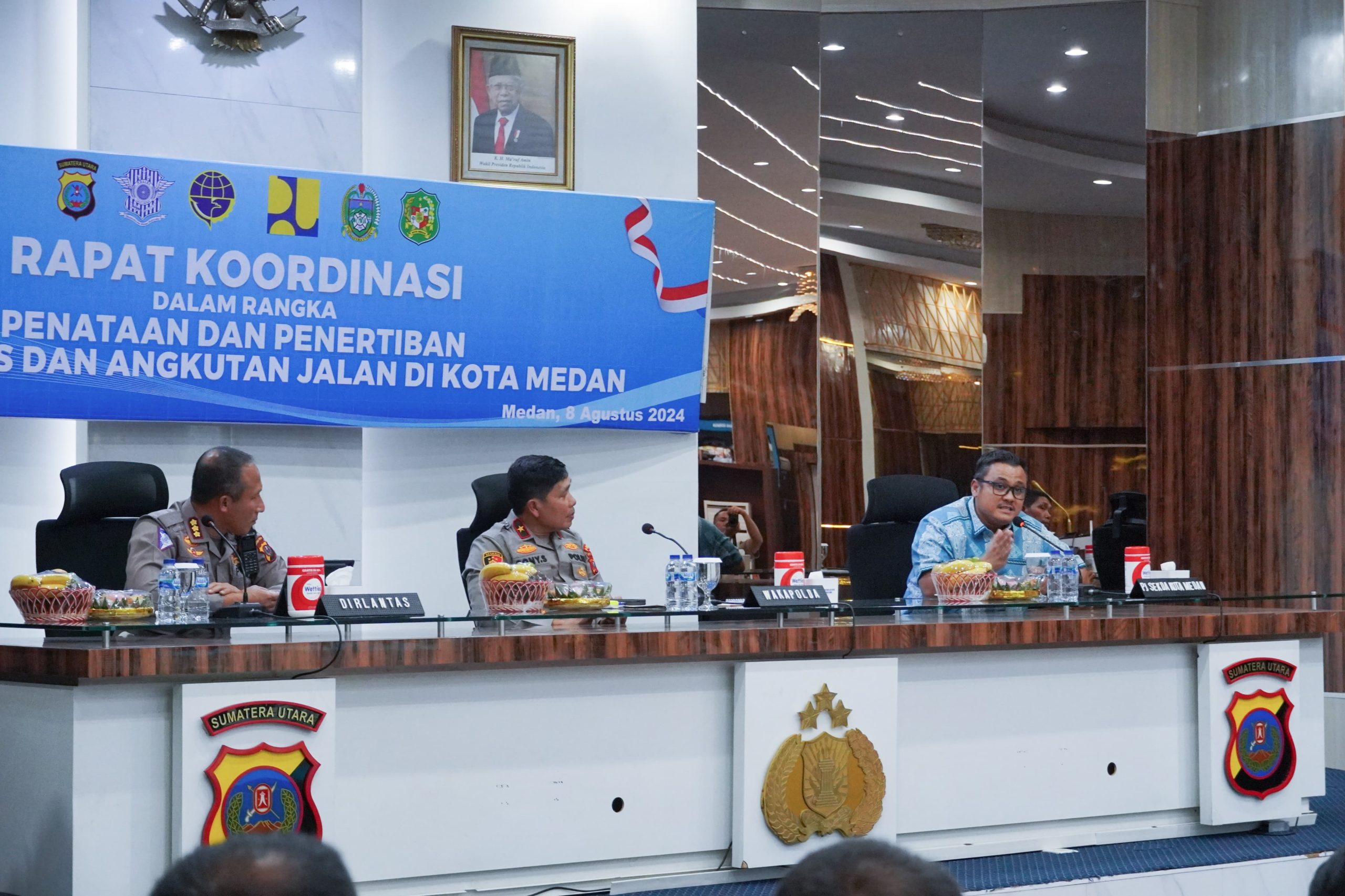 Rapat koordinasi penataan dan penertiban lalu-lintas menjelang PON XXI Tahun 2024 Aceh-Sumut di Mapoldasu, Kamis (8/8/2024). BP/ist