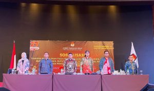 Komisioner KPU Sumut melakukan sosialisasi tahapan Pilkada 2024.(Istimewa)