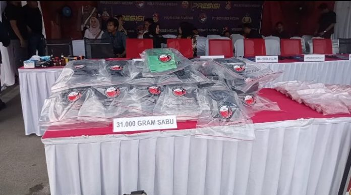 Polrestabes Medan Gagalkan Peredaran 31 Kg Sabu di Rest Area Tol Medan-Tebing Tinggi