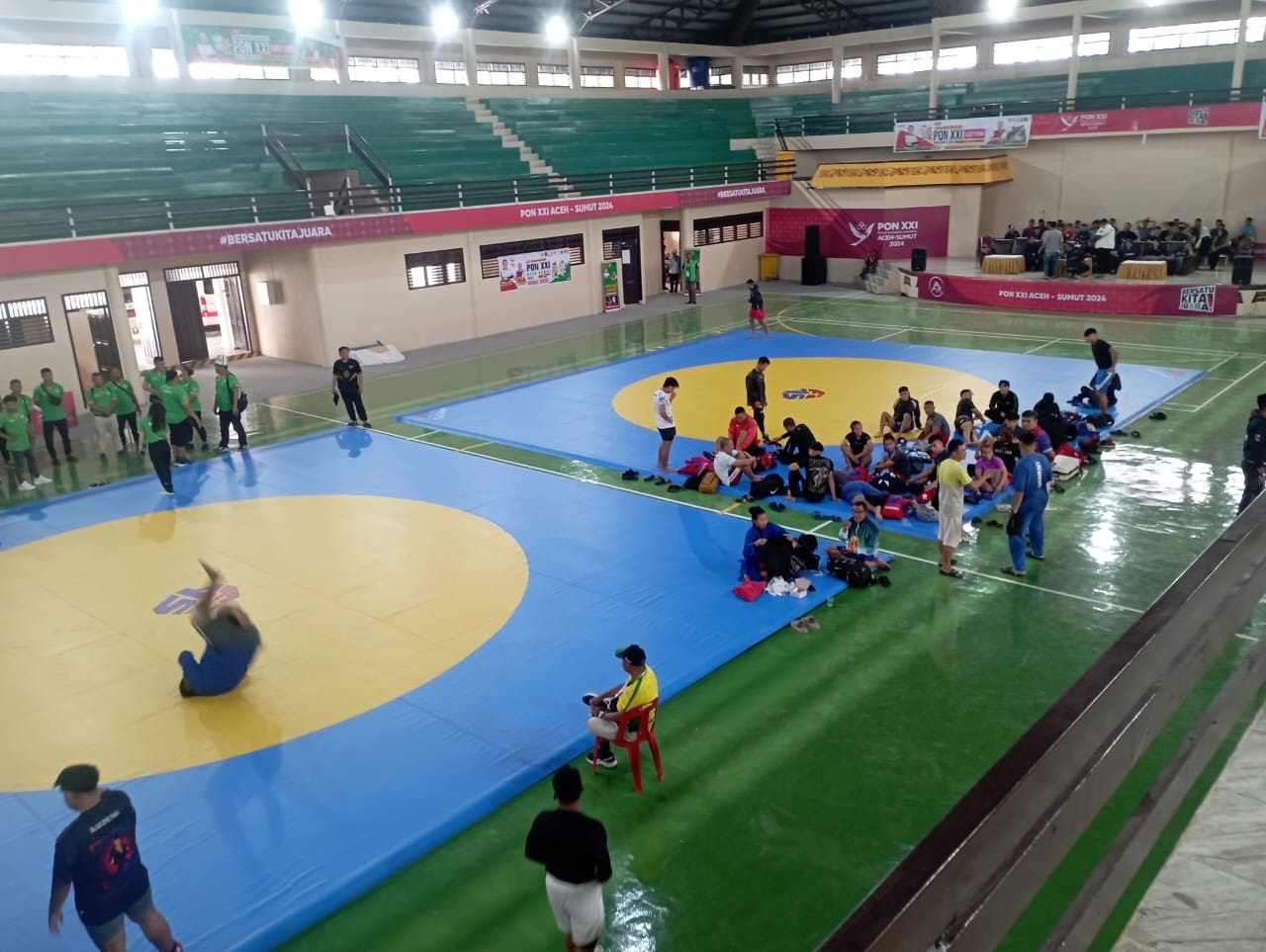 Gedung Serba Guna Manunggal Langkat Berseri (GOR Stabat Kabupaten Langkat Segera digunakan Venue Cabor Sambo PON Aceh-Sumut XXI Sudah Memenuhi Standar Bertanding.