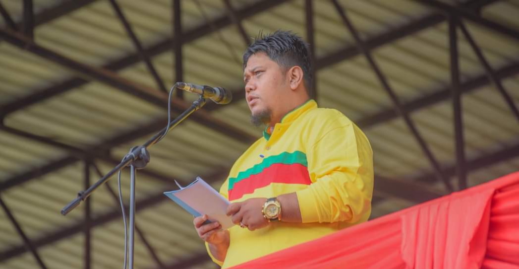 Plt Sekdako M Ary Junaidi Lubis mewakili Pj Wali Kota Padangsidimpuan menjadi pembins upacara Haornas ke-41 tahun 2024 di Stadion HM Nurdin, Rabu (25/9-24). Foto : BP/Ist